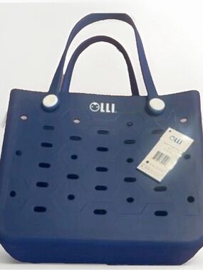 Navy Perforated Tote with Dual Handles